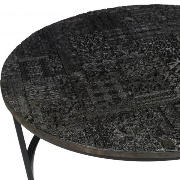 Homeroots Set Of Two Stylish Black Iron Nested Round Coffee Tables - Space-saving Accent For Any Room   400866