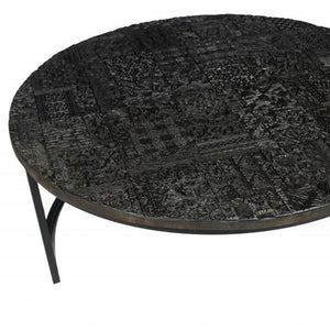 Homeroots Set Of Two Stylish Black Iron Nested Round Coffee Tables - Space-saving Accent For Any Room   400866