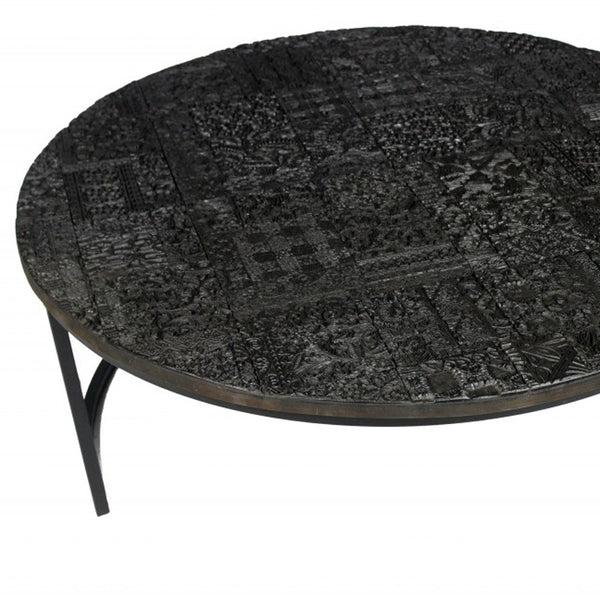 Homeroots Set Of Two Stylish Black Iron Nested Round Coffee Tables - Space-saving Accent For Any Room   400866