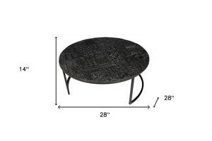 Homeroots Set Of Two Stylish Black Iron Nested Round Coffee Tables - Space-saving Accent For Any Room   400866