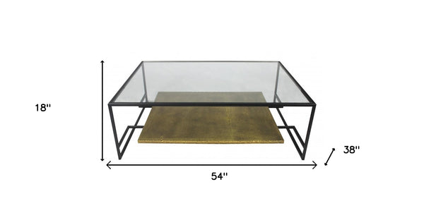 Homeroots Modern Black And Gold Glass Coffee Table   400867