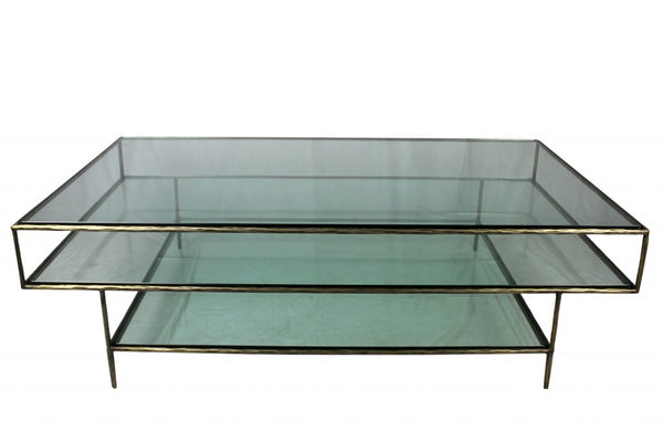 Homeroots Clear Glass Triple Layered Coffee Table   400869
