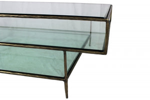 Homeroots Clear Glass Triple Layered Coffee Table   400869