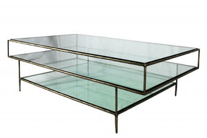 Homeroots Clear Glass Triple Layered Coffee Table   400869