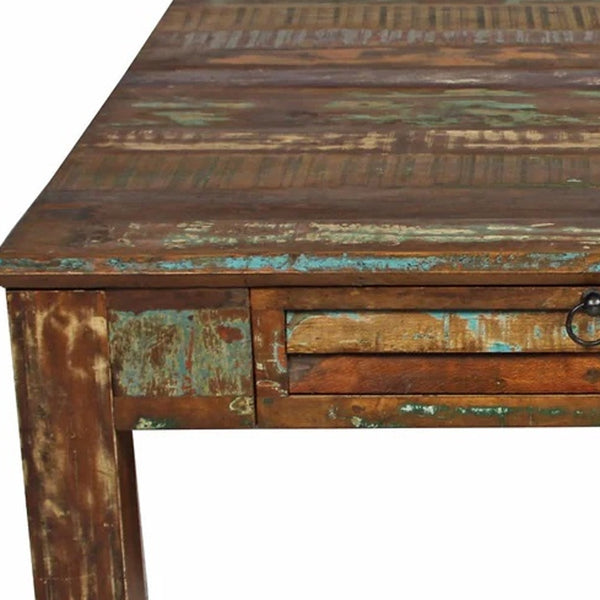 Homeroots Square Distressed Wooden Coffee Table   400871