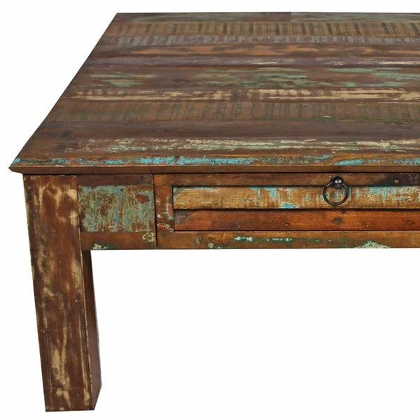 Homeroots Square Distressed Wooden Coffee Table   400871