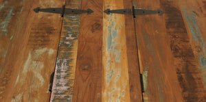 Homeroots 60" Green And Brown  Solid Wood Distressed Lift Top Coffee Table   400872