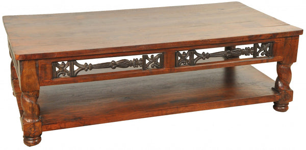 Homeroots Brown Rectangular Wooden Coffee Table   400879