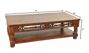 Homeroots Brown Rectangular Wooden Coffee Table   400879
