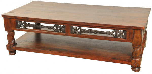 Homeroots Brown Rectangular Wooden Coffee Table   400879