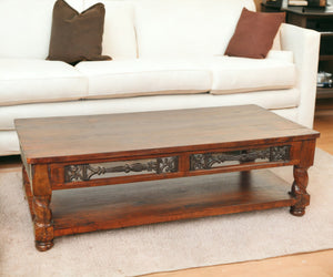 Homeroots Brown Rectangular Wooden Coffee Table   400879