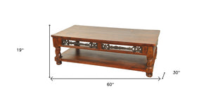 Homeroots Brown Rectangular Wooden Coffee Table   400879