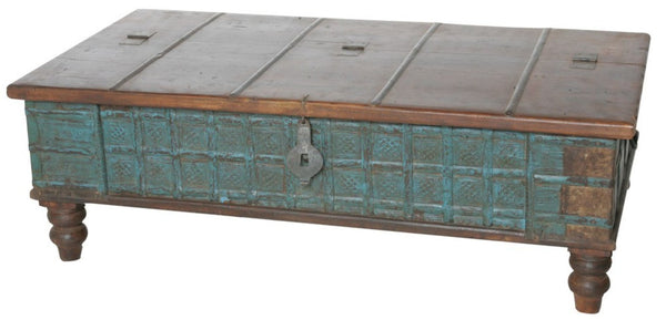 HomeRoots 50" Rustic Solid Wood Lift-Top Coffee Table in Brown & Green – Versatile, Handcrafted, Eco-Friendly Design 400880