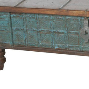 HomeRoots 50" Rustic Solid Wood Lift-Top Coffee Table in Brown & Green – Versatile, Handcrafted, Eco-Friendly Design 400880