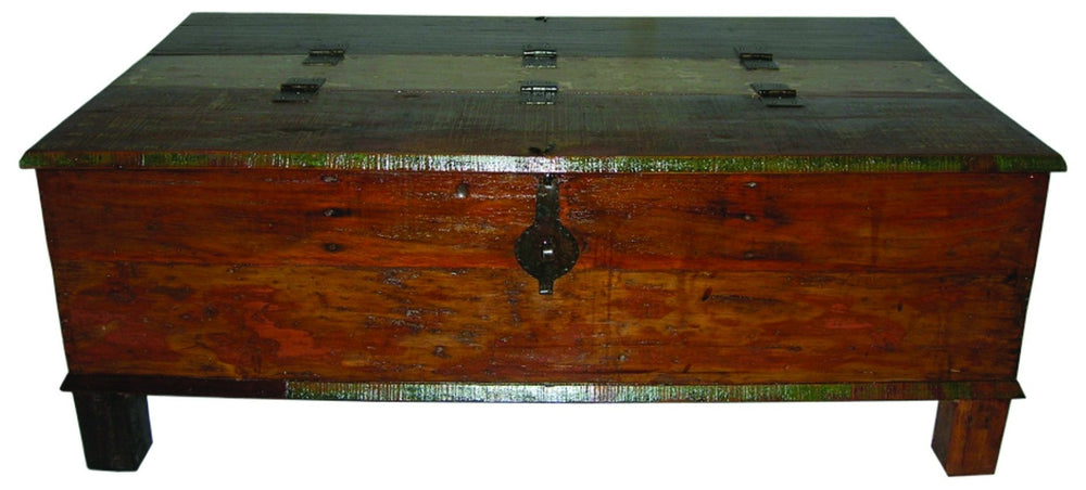HomeRoots 50" Rustic Solid Wood Lift Top Coffee Table with Hidden Storage for Farmhouse or Industrial Décor 400882