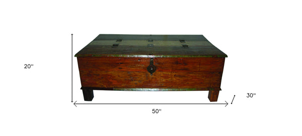 Homeroots 50" Rustic Lift Top Coffee Table - Stylish Solid Wood With Distressed Finish For Living Room & Office   400882