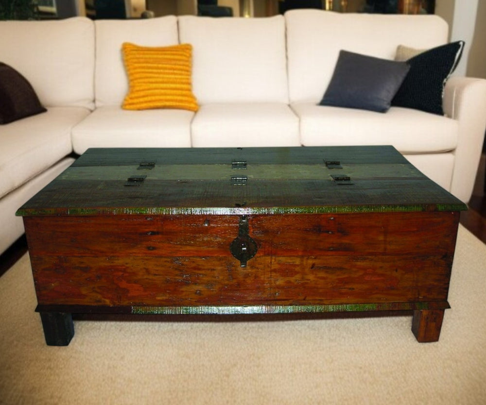 Homeroots 50" Rustic Lift Top Coffee Table - Stylish Solid Wood With Distressed Finish For Living Room & Office   400882