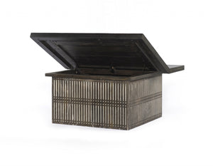 Homeroots Rustic Brown Carved Wood Storage Coffee Table   400883