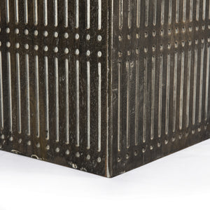 Homeroots Rustic Brown Carved Wood Storage Coffee Table   400883