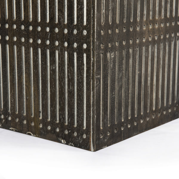 Homeroots Rustic Brown Carved Wood Storage Coffee Table   400883