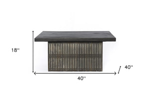 Homeroots Rustic Brown Carved Wood Storage Coffee Table   400883