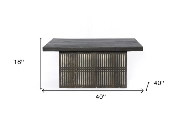 Homeroots Rustic Brown Carved Wood Storage Coffee Table   400883