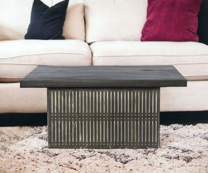 Homeroots Rustic Brown Carved Wood Storage Coffee Table   400883