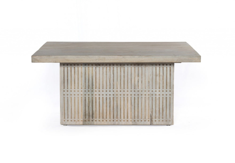 HomeRoots 40" Ivory Solid Wood Lift-Top Coffee Table with Hidden Storage & Hand-Carved Elegance for Living Rooms 400884