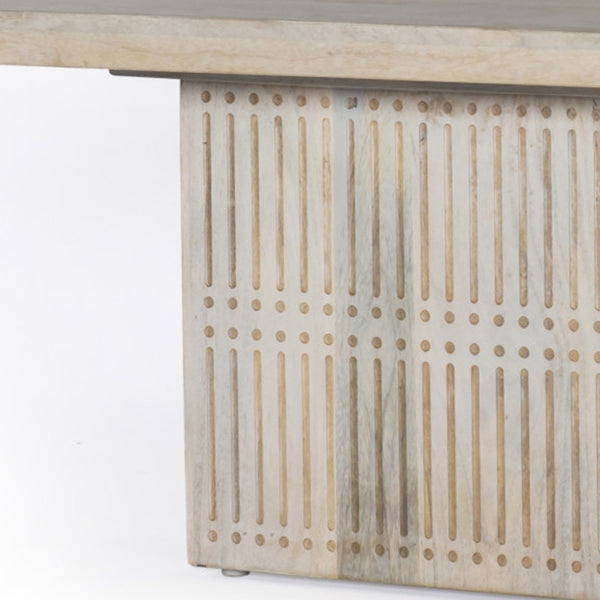 Homeroots Rustic Graywash Carved Wood Storage Coffee Table   400884