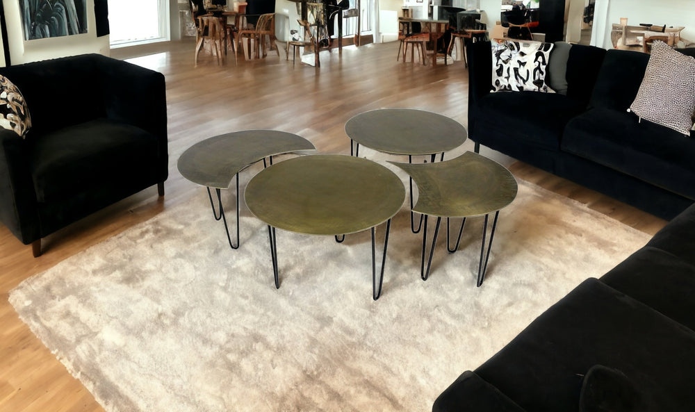 Homeroots Set Of Four Bohemian Gold Cocktail Table Set   400886