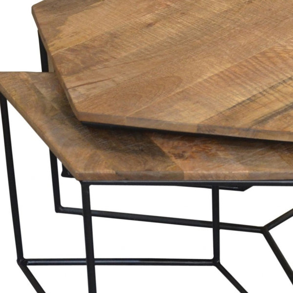 Homeroots Set Of 4 Geometric Wooden Coffee Tables   400887