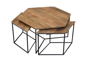 Homeroots Set Of 4 Geometric Wooden Coffee Tables   400887