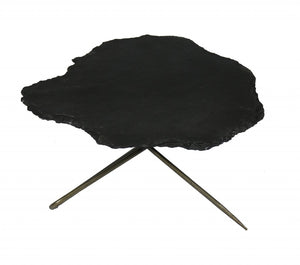 Homeroots Set Of 2 Black Live Edge Coffee Tables   400891