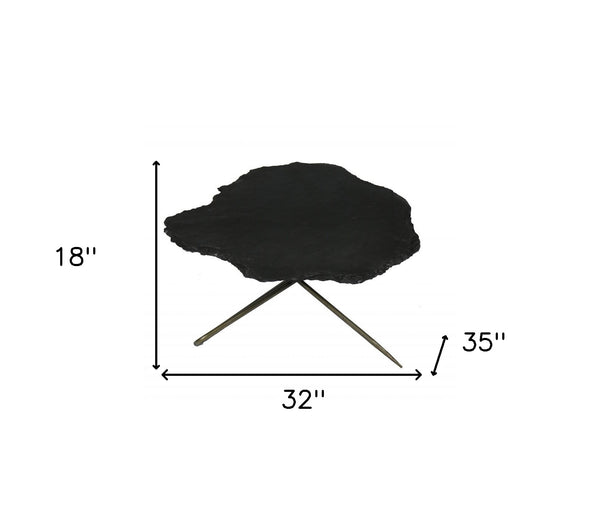 Homeroots Set Of 2 Black Live Edge Coffee Tables   400891