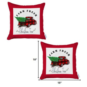 Homeroots Set Of 2 Christmas Buffalo Check Pick Up Truck Throw Pillows   400895