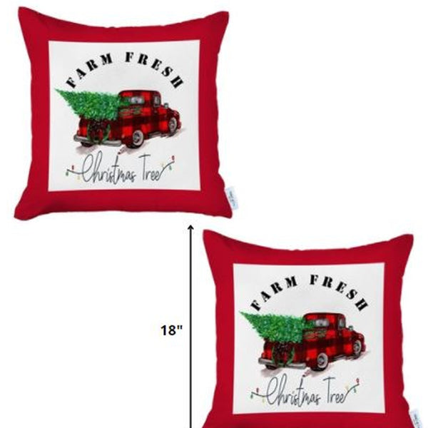 Homeroots Set Of 2 Christmas Buffalo Check Pick Up Truck Throw Pillows   400895