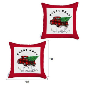 Homeroots Set Of 2 Christmas Buffalo Check Pick Up Truck Throw Pillows   400895