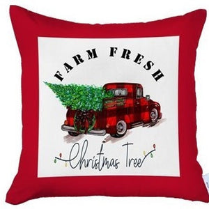 HomeRoots Set of Four 18x18 Red Plaid Christmas Tree Throw Pillows – Festive, Durable, and Easy to Clean! 400899