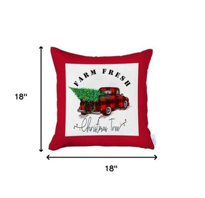 HomeRoots Set of Four 18x18 Red Plaid Christmas Tree Throw Pillows – Festive, Durable, and Easy to Clean! 400899