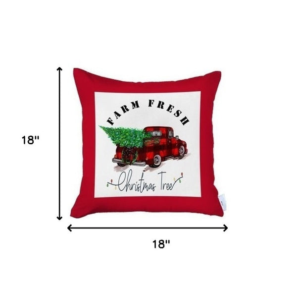 HomeRoots Set of Four 18x18 Red Plaid Christmas Tree Throw Pillows – Festive, Durable, and Easy to Clean! 400899