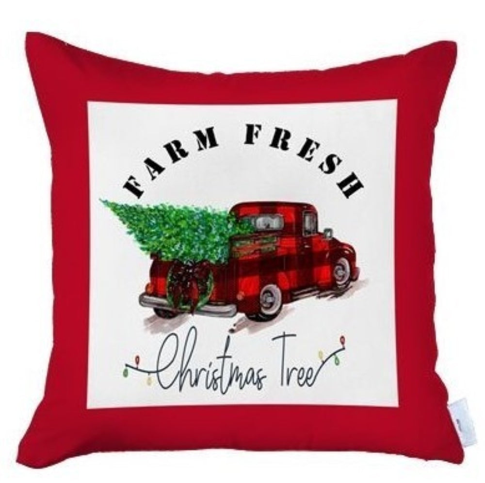 HomeRoots Set of Four 18x18 Red Plaid Christmas Tree Throw Pillows – Festive, Durable, and Easy to Clean! 400899