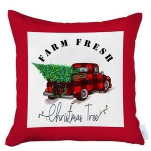 HomeRoots Set of Four 18x18 Red Plaid Christmas Tree Throw Pillows – Festive, Durable, and Easy to Clean! 400899