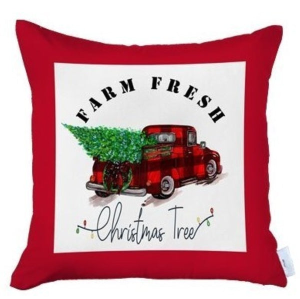 HomeRoots Set of Four 18x18 Red Plaid Christmas Tree Throw Pillows – Festive, Durable, and Easy to Clean! 400899