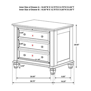 English Elm 3 Drawer Nightstand with Pull-Out Tray, Felt Lined Top, Solid Hardwood, Dovetail Drawers, Brushed Nickel Finish B016P254490