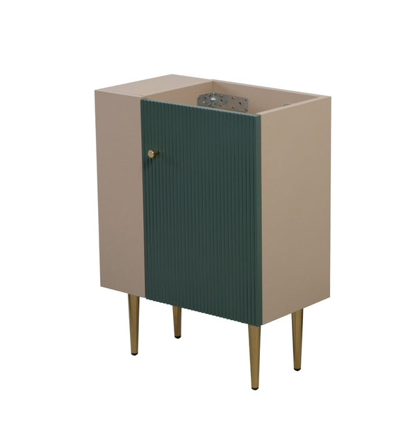 English Elm 21.6" Sage Green Bathroom Vanity with Gold Hardware Open Shelf and Soft-close Cabinet W1573P224412