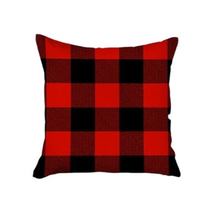 HomeRoots Set of Four Cozy Red and Black Plaid Throw Pillows - Durable Polyester, Perfect for Holiday Decor 400900