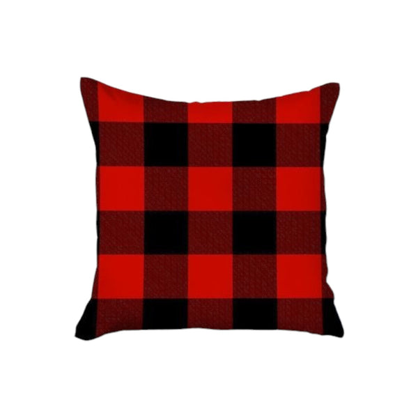 Homeroots Set Of Four Red Black And White Farm Fresh Christmas Tree Holiday Red Truck Plaid Fabric Throw Pillows   400901