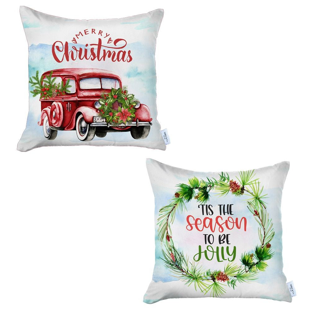 Homeroots Set Of Two Merry Christmas Tis The Season Thow Pillows   400908