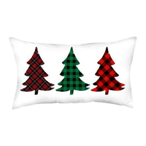 HomeRoots Set of Four 12" X 20" Plaid Christmas Tree Lumbar Throw Pillows for Cozy Holiday Decor & Comfort 400914