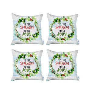 Homeroots Set Of 4 Tis The Season Christmas Throw Pillow Covers   400934